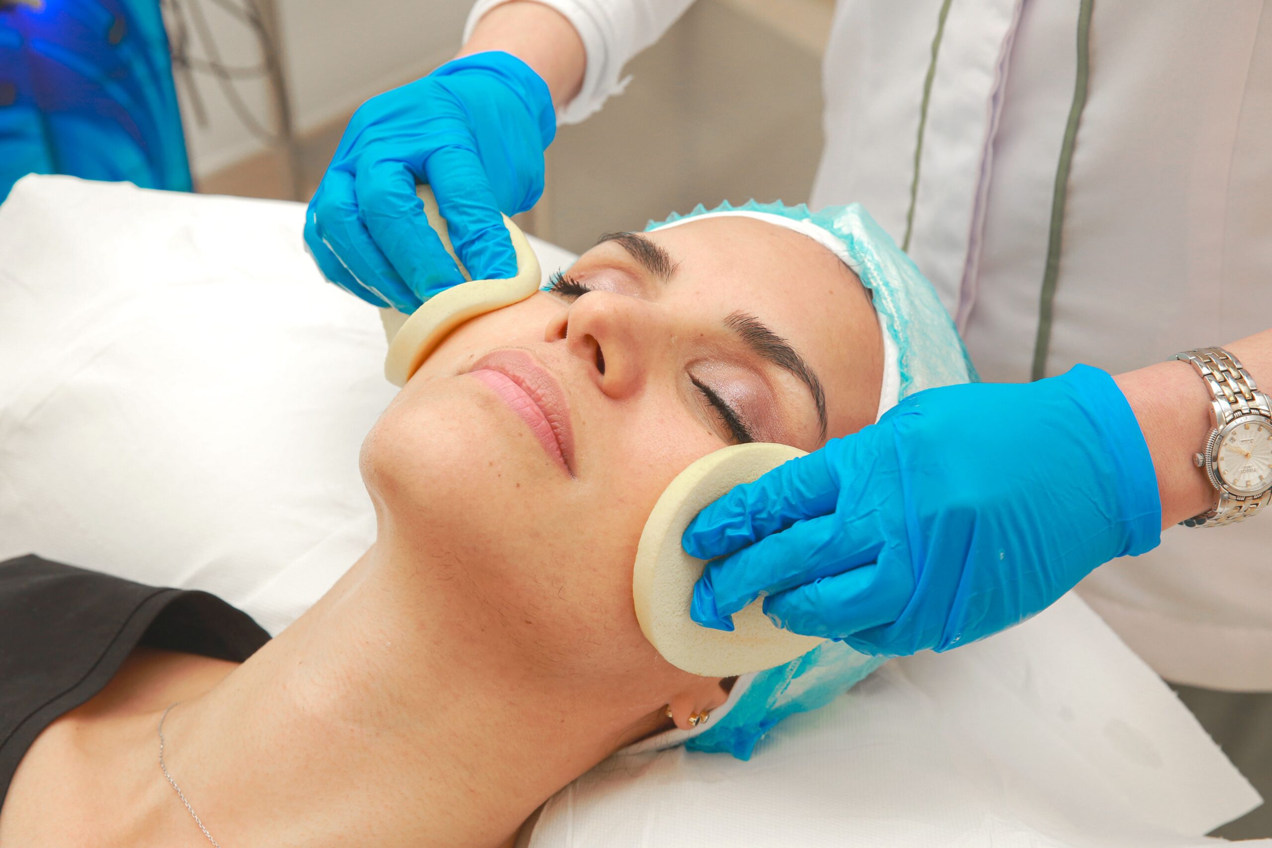 woman receiving facial treatment at a med spa